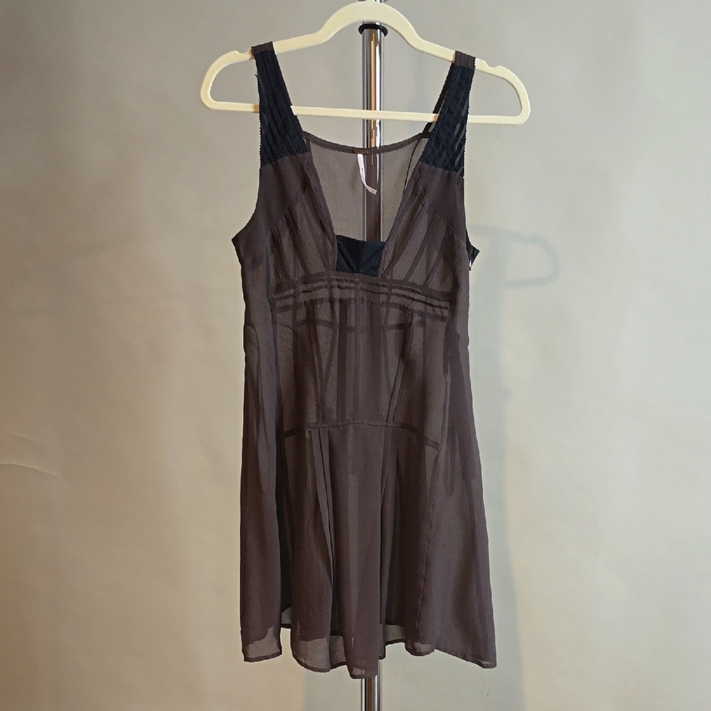 Free People Sheer Chocolate Brown Top